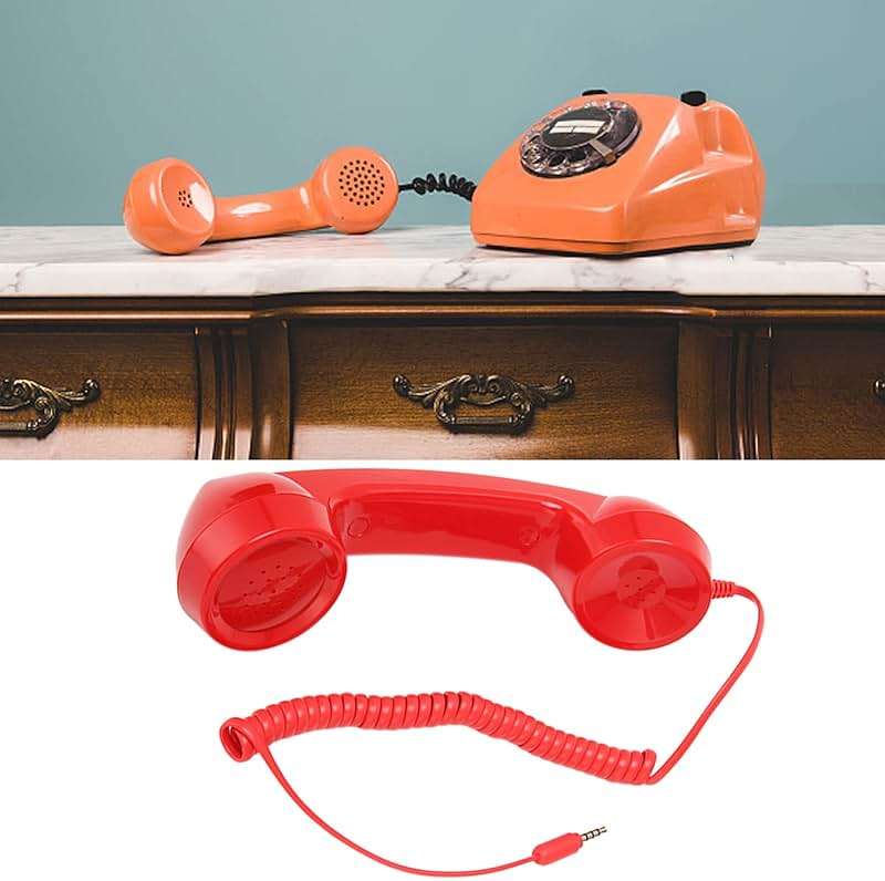 Retro Telephone Handset, Vintage Style Mobile Phone Receiver, 3.5mm Jack for Smartphones Computers, Red - Image 4