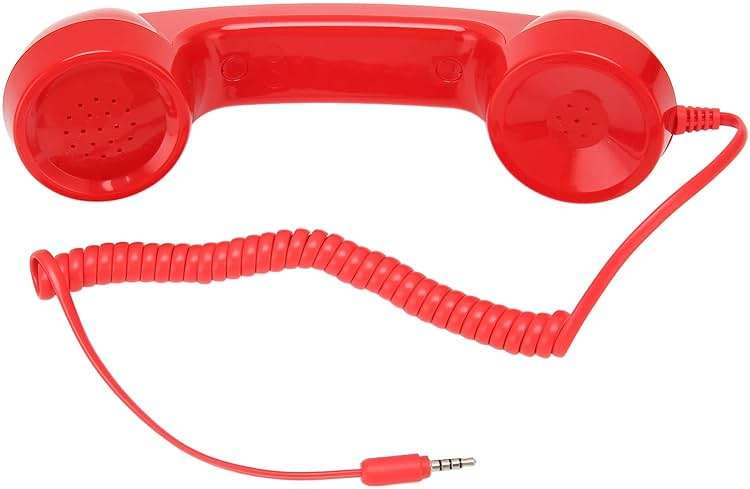 Retro Telephone Handset, Vintage Style Mobile Phone Receiver, 3.5mm Jack for Smartphones Computers, Red - Image 6