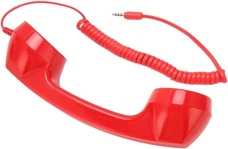 Retro Telephone Handset, Vintage Style Mobile Phone Receiver, 3.5mm Jack for Smartphones Computers, Red - Image 7