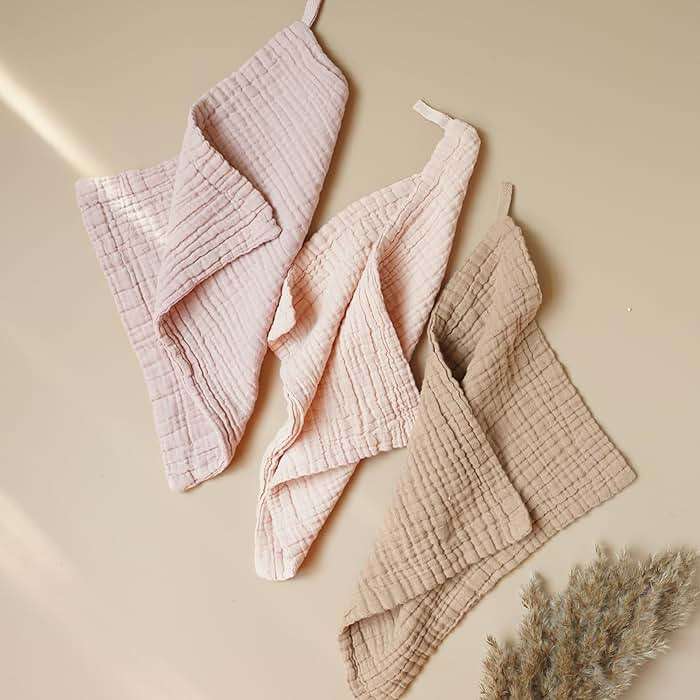 Konssy Baby Muslin Washcloths 7-Pack, 100% Cotton Baby Bath Washcloths, Soft & Absorbent Wash Cloths and Burp Cloths for Newborn Kids Girls & Boys, 11x11 inches - Image 3
