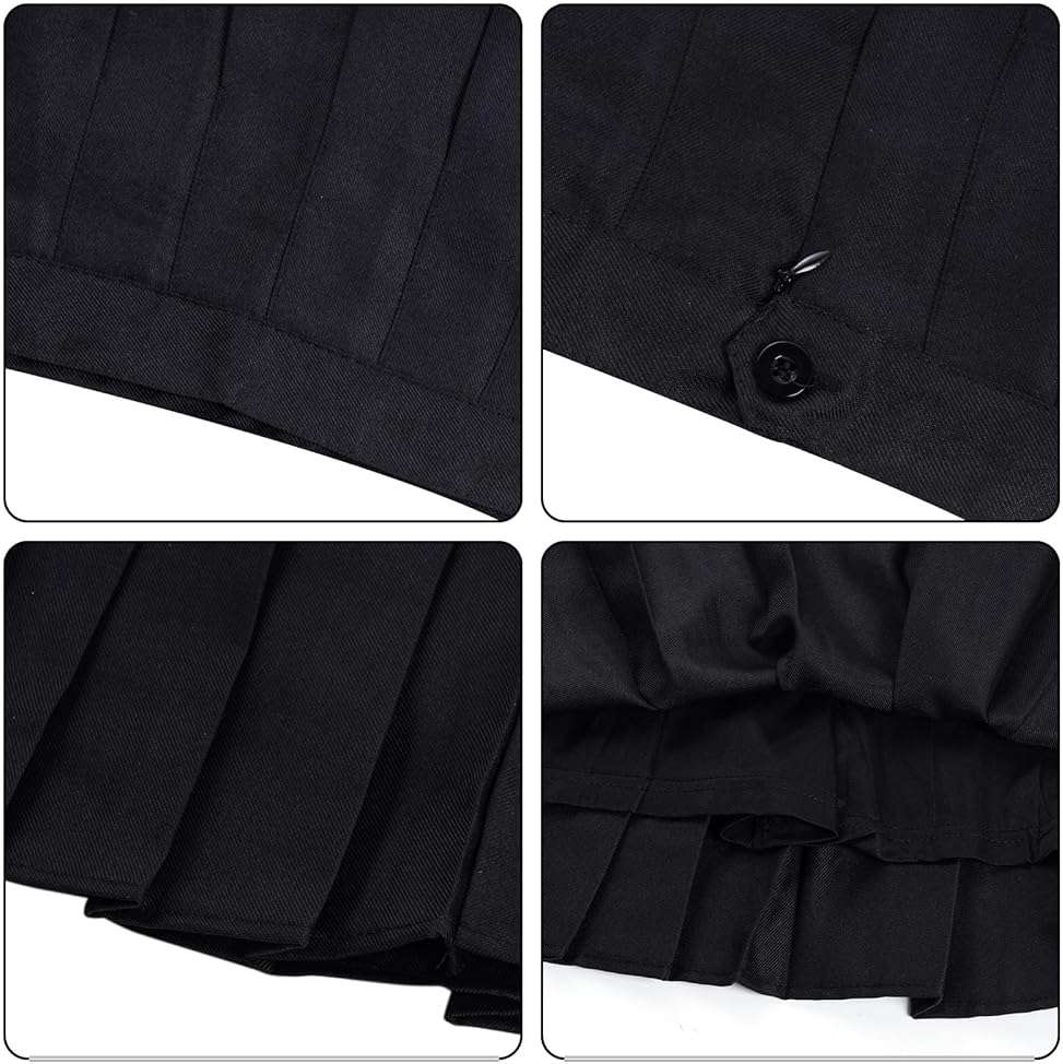 Rbenxia Womens Girl High Waisted Pleated Skirt A-Line Mini Skirt School Uniform Skater Tennis Skirts with Lining Shorts - Image 2