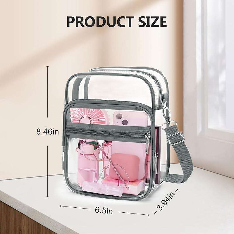 Blvornl Clear Crossbody Bag with Adjustable Shoulder Strap, Stadium Approved PVC Purse Bag, Messenger Bag - Image 3