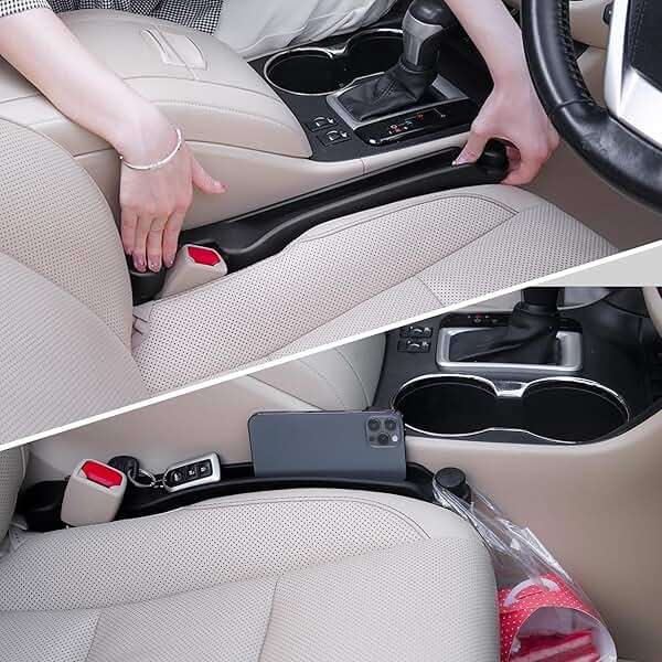 Givifive Car Seat Gap Filler Set of 2, Soft Foam Multifunctional Seat Side Gap Filler with Organizer & Hook Function, 3in1 Gap Stopper Universal Fit Car SUV Truck Fill The Gap Between Seat & Console - Image 1