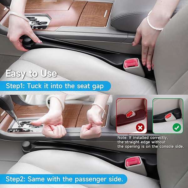 Givifive Car Seat Gap Filler Set of 2, Soft Foam Multifunctional Seat Side Gap Filler with Organizer & Hook Function, 3in1 Gap Stopper Universal Fit Car SUV Truck Fill The Gap Between Seat & Console - Image 8