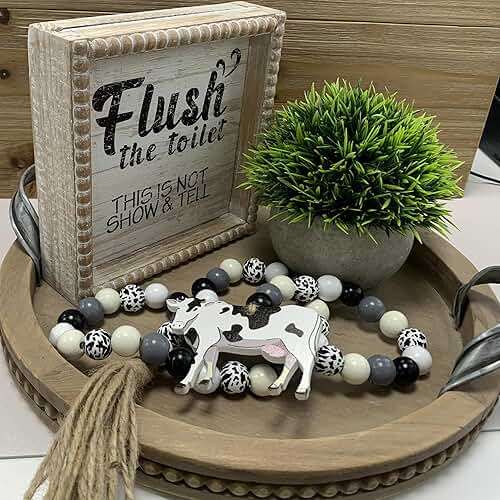 Boho Farmhouse Wooden Framed Bathroom Decor Signs, Funny Restroom Decorative Plaque Small Cute, Toilet Rules Shelf Decoration (Flush The Toilet Sign) - Image 2