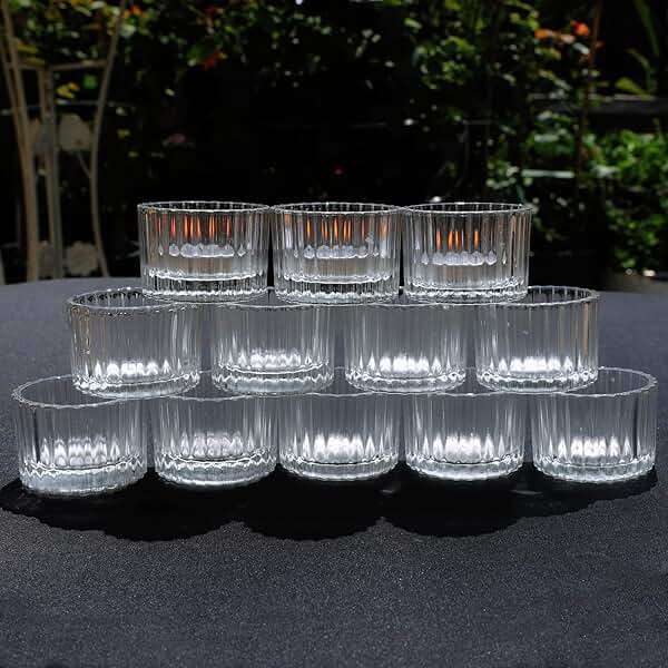 VOHO 36pcs Christmas Tea Lights Candle Holder, Clear Tealight Candle Holder for Gifts, Ribbed Glass Votive Candle Holders Centerpiece Table Decorations(2'' x 1.4'') - Image 8