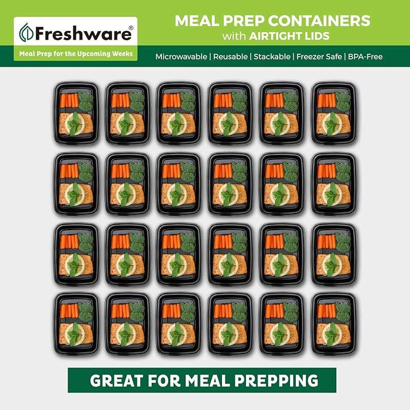Freshware Meal Prep Containers [50 Pack] 1 Compartment with Lids, Food Storage Containers, Bento Box, BPA Free, Stackable, Microwave/Dishwasher/Freezer Safe (24 oz) - Image 4