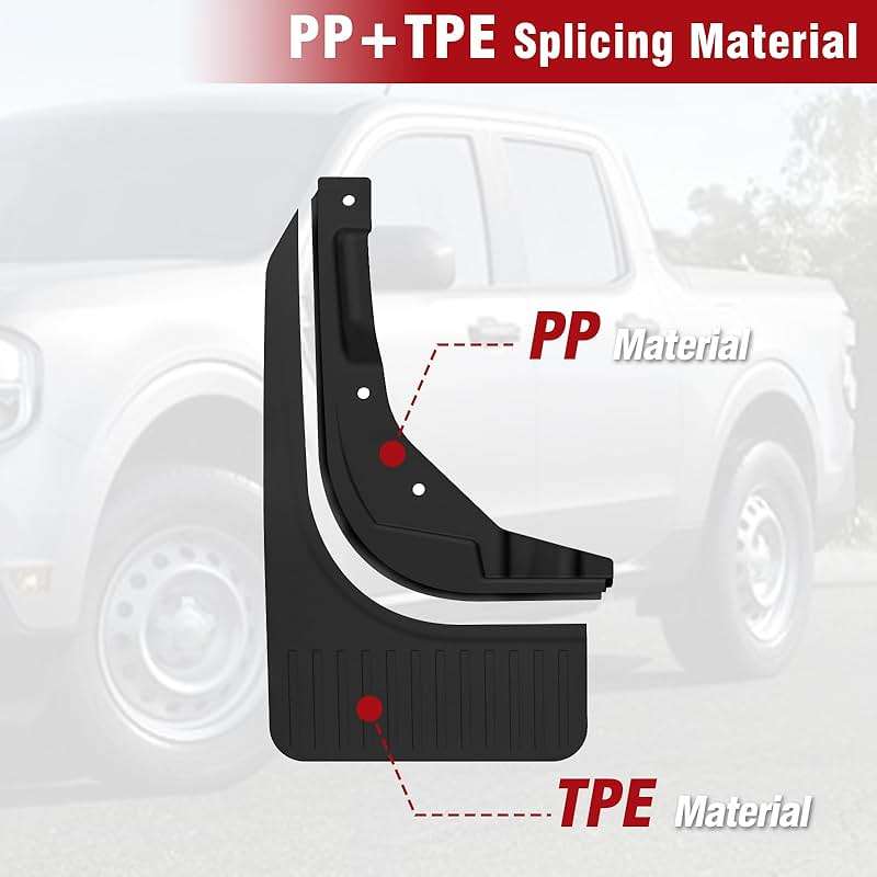 Mabett Mud Flaps for Ford Maverick 2026 2022-2025 Accessories, Flexible Material, All-Weather Fender Front & Rear Mud Guards Splash 4PCS（Not Fit Lobo Model） - Image 4