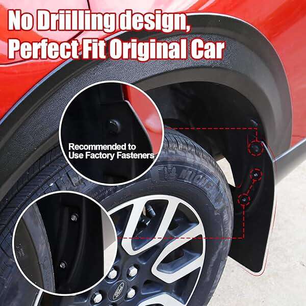 Mabett Mud Flaps for Ford Maverick 2026 2022-2025 Accessories, Flexible Material, All-Weather Fender Front & Rear Mud Guards Splash 4PCS（Not Fit Lobo Model） - Image 5