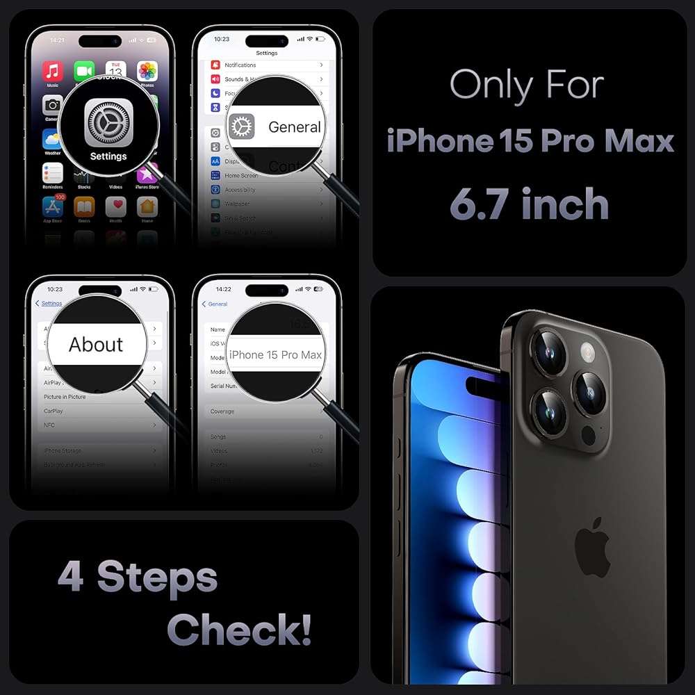 TOCOL Magnetic for iPhone 15 Pro Max Case, Upgraded Full Camera Protection, Compatible with Magsafe, Drop Protection, Translucent Matte Back Bumper Phone Cover 6.7-Inch（Black） - Image 2
