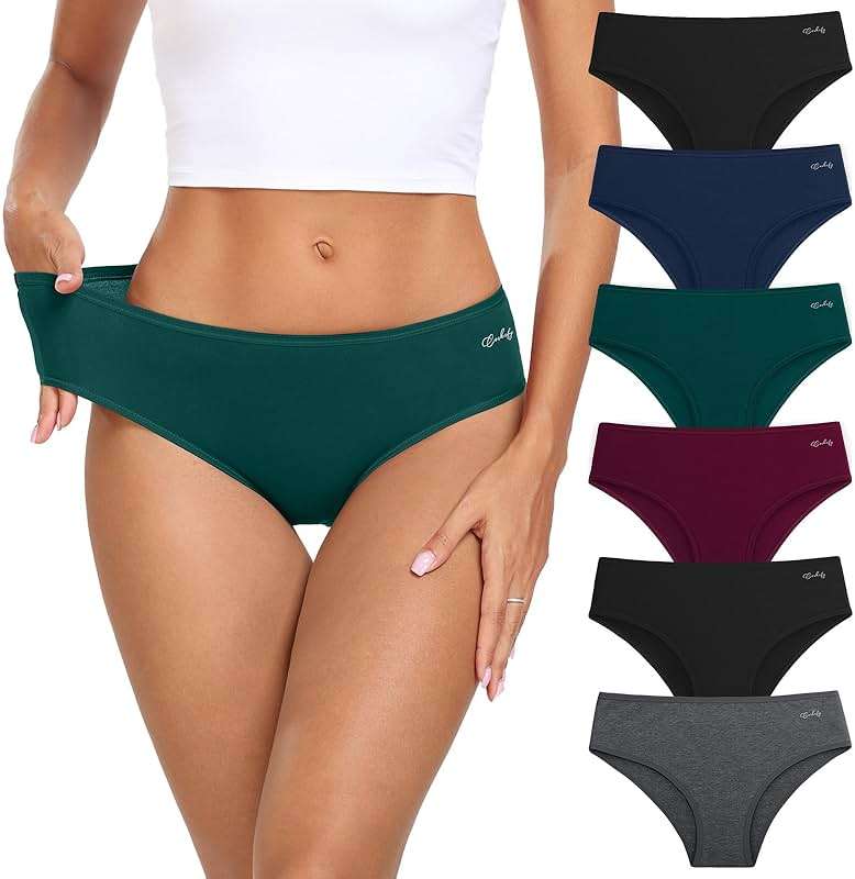 coskefy Women's Underwear Cotton Hipster Panties Low Rise Briefs Soft Strench Breathable Ladies Bikini Underwear 6 Pack - Image 1