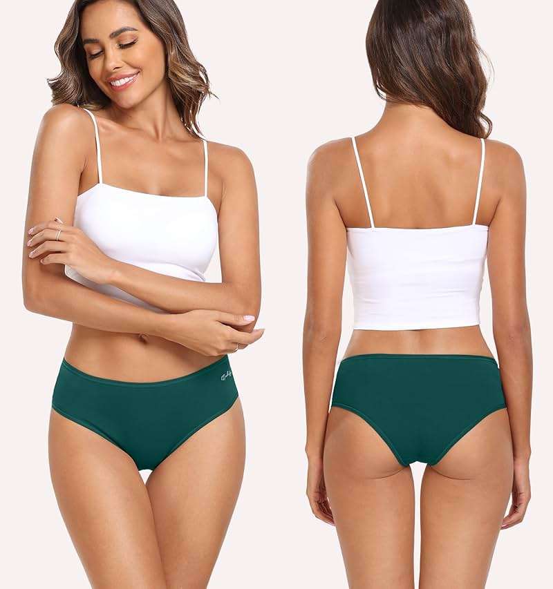 coskefy Women's Underwear Cotton Hipster Panties Low Rise Briefs Soft Strench Breathable Ladies Bikini Underwear 6 Pack - Image 4