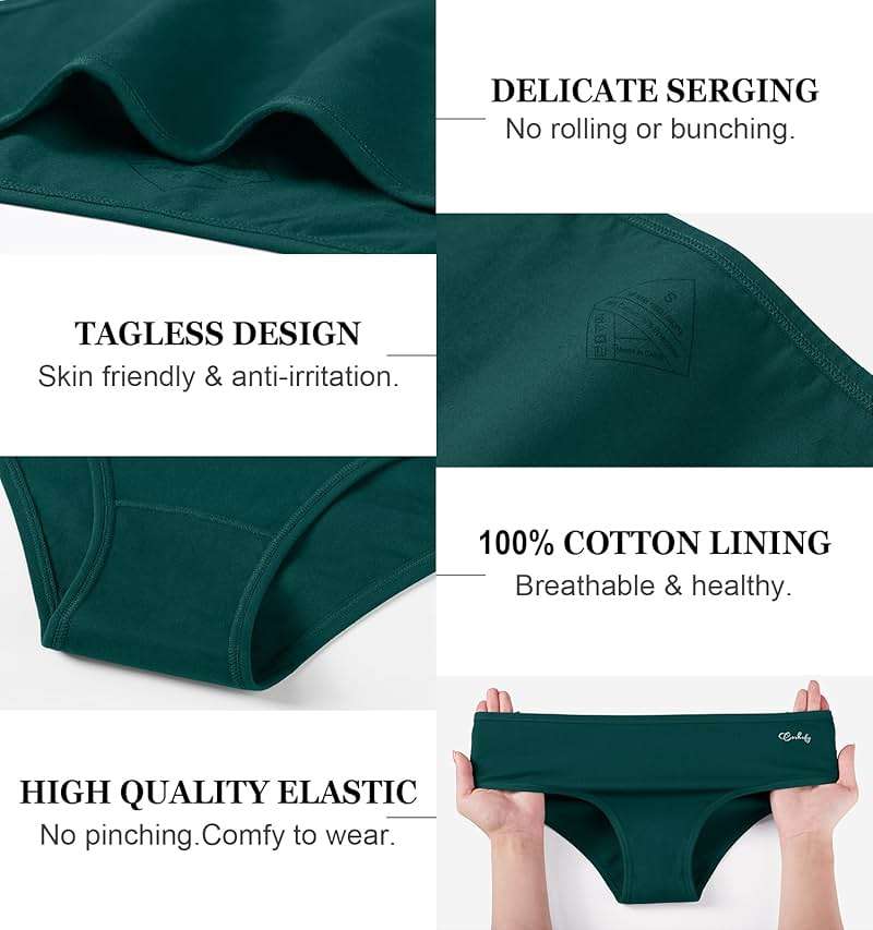 coskefy Women's Underwear Cotton Hipster Panties Low Rise Briefs Soft Strench Breathable Ladies Bikini Underwear 6 Pack - Image 5