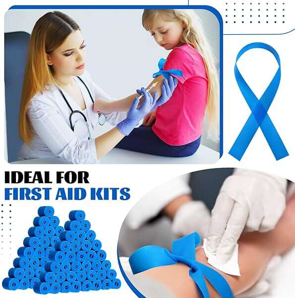 Timgle 500 Pack Disposable Tourniquet First Aid Elastic Tourniquets Bulk Latex Free Blue Medical Hemostatic Bandages Nursing Supplies Essentials for Outdoor Sport - Image 4