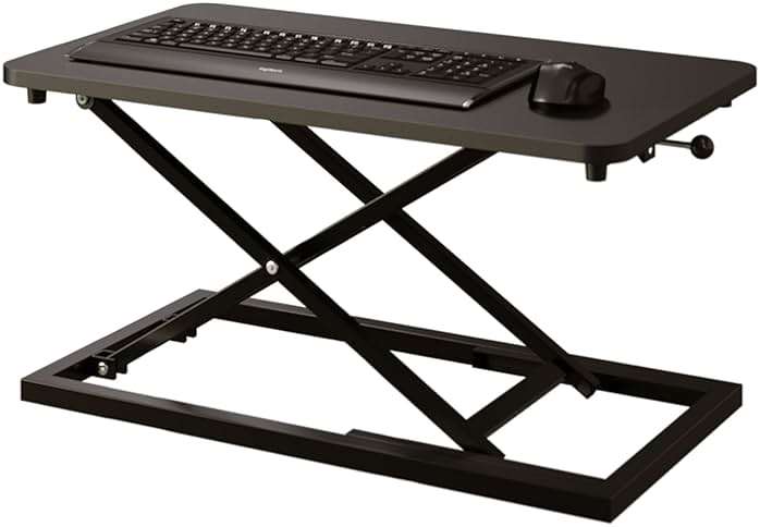 Decoholic Single 24 inch Scissors Lift Keyboard and Mouse Riser, Height Adjustable Standing Desk Converter for Ergonomic Sit Stand Workstations，suitable to hold large/small items (24inch, Black) - Image 6