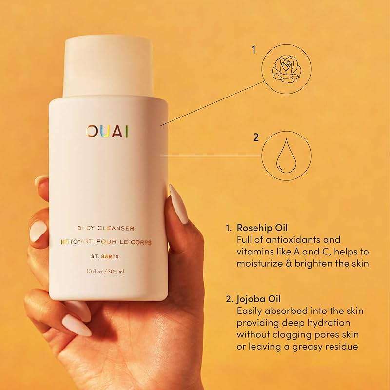 OUAI Body Cleanser, St. Barts - Foaming Body Wash with Jojoba Oil and Rosehip Oil to Hydrate, Nurture, Balance and Soften Skin - Paraben, Phthalate and Sulfate Free Skin Care Products (10 Fl Oz) - Image 3
