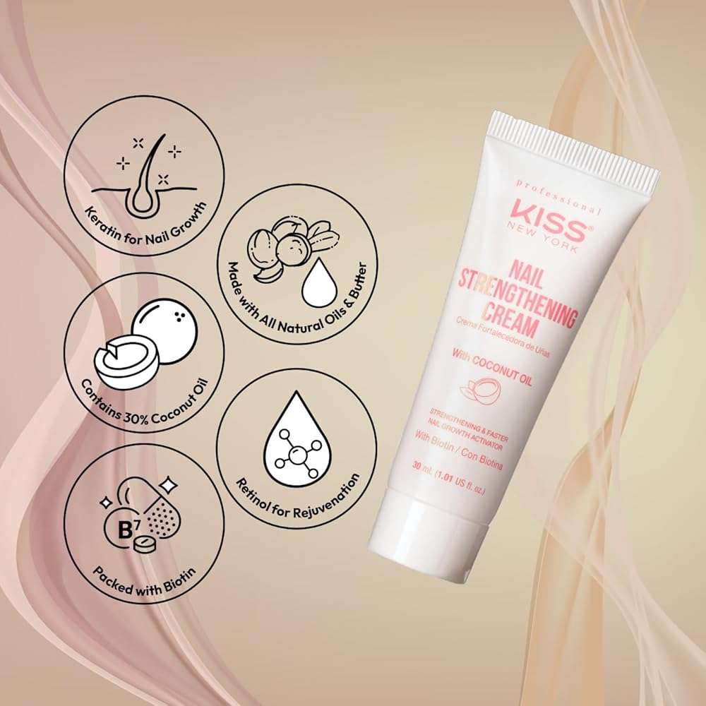 Kiss New York Nail Strengthening Cream with Coconut Oil, Nail Growth & Conditioning Cream Nail Treatment, Made in Korea - Image 3
