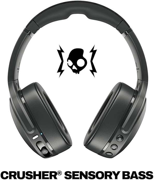 Skullcandy Crusher Evo Wireless Bluetooth Headphones with Extra USB-C Charging Cable, Multi-Sensory Bass, Noise Isolating Over-Ear Fit, 40 Hours Battery, Microphone for iPhone Android - True Black - Image 3