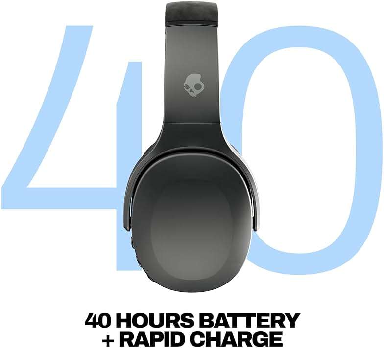 Skullcandy Crusher Evo Wireless Bluetooth Headphones with Extra USB-C Charging Cable, Multi-Sensory Bass, Noise Isolating Over-Ear Fit, 40 Hours Battery, Microphone for iPhone Android - True Black - Image 4