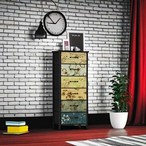 Furnulem Tall 6 Drawers Dresser, Vintage Storage Organizer Unit with Fabric Bins for Bedroom, Living Room, Closet, Nusery, Dorm, Entryway, Bedside Furniture, Sturdy Metal Frame, Wood Top - Image 6