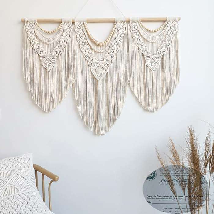 Achart Macrame Wall Hanging Large- Boho Wall Decor- large wall art- Wall Decor Living Room- Macrame Tapestry Boho Decor for Bedroom (Wooden Bead) - Image 5