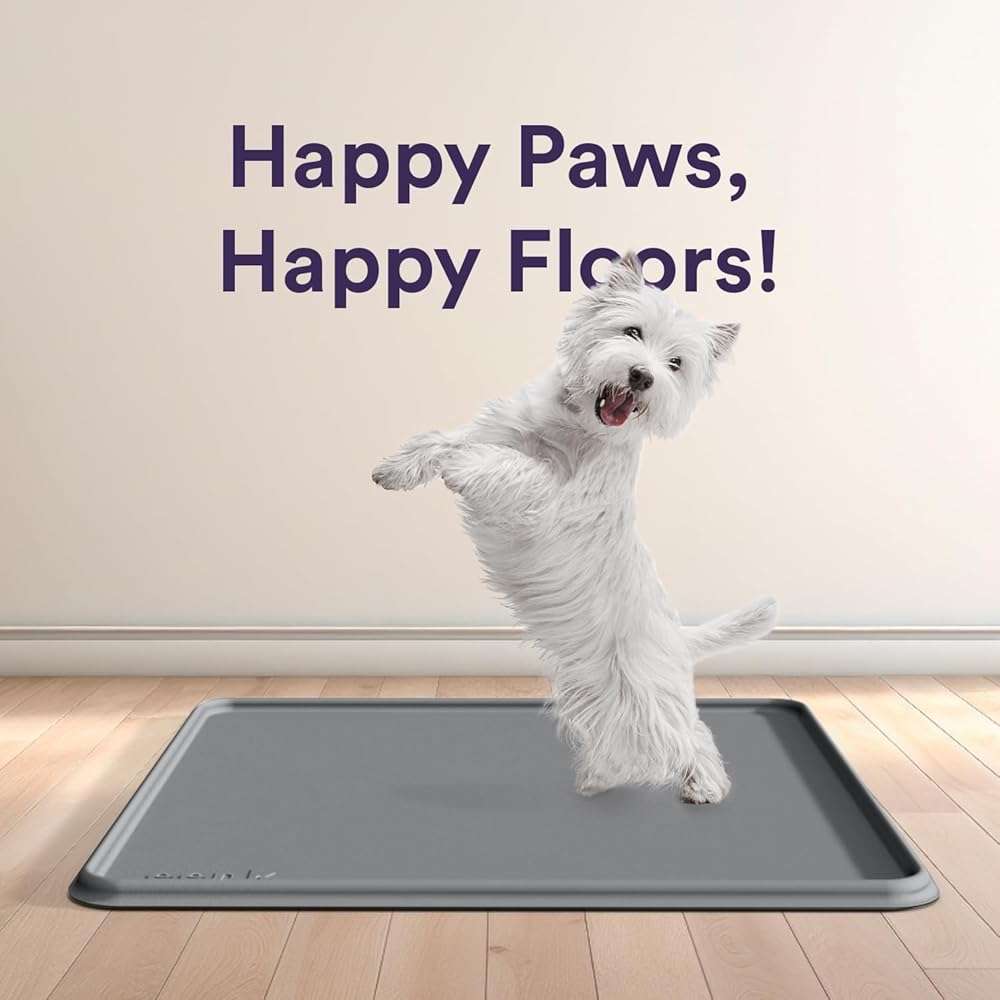 Pee Pad Tray Holder for Dogs - Fits Up to 25 x 25 in. Square Potty Training Pads No Spill Raised Lip High Edge Silicone Mat, Extra Thick and Non-Slip for Indoor Floor Protection (Large, Grey) | eenk - Image 7