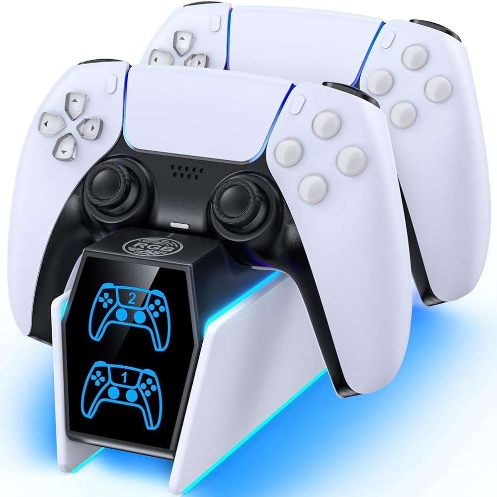 PS 5 Controller Charger Station Compatible with PlayStation 5 Edge & Dual Controller, 9 Lightings PS 5 Accessories Charging Station, PS 5 Dock Stand with LED Indicator for PlayStation Consoles - Image 1