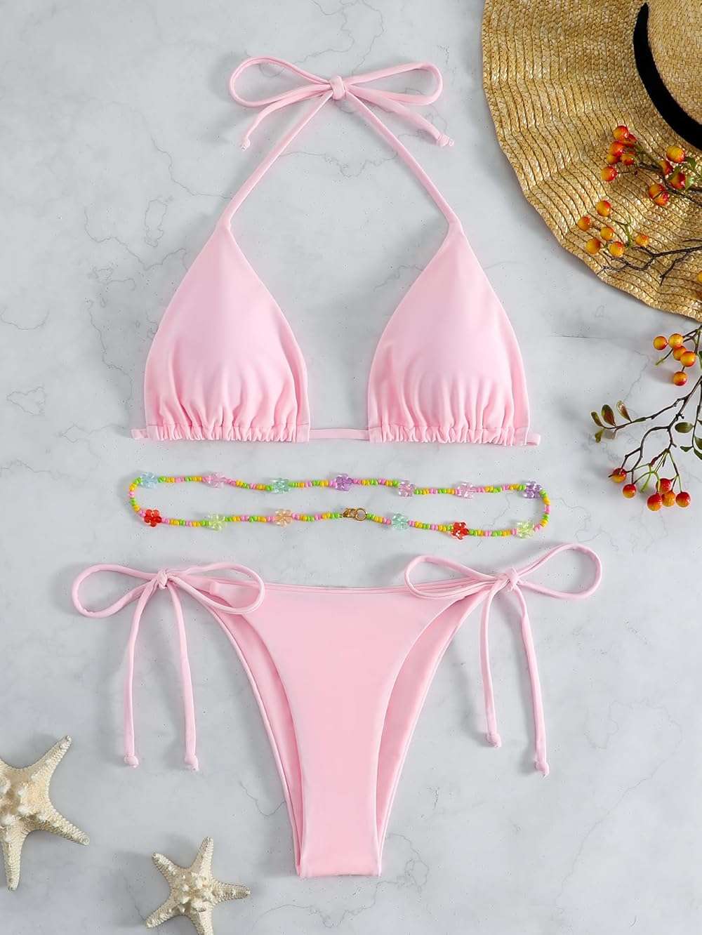 SHENHE Women's 2 Piece Sexy Bikini Sets Halter Tie Side Triangle Swimsuits - Image 3
