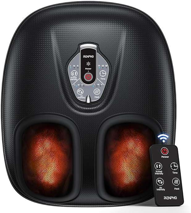 RENPHO Foot Massager Machine with Heat [2026 Upgraded], Fathers Day Dad Gifts for Men Husband, FSA Eligible HSA Shiatsu Foot Massager for Plantar Fasciitis, Cordless Control, Gifts for Women, Black - Image 1