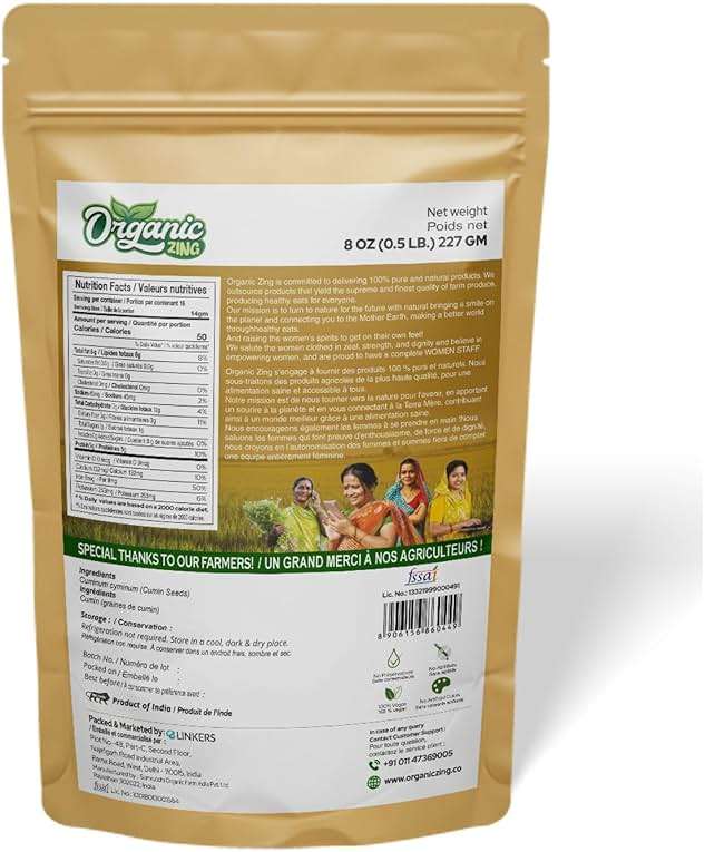 Organic Zing Organic Zing Cumin Seeds - 227 g / 8 oz, Whole Jeera Seeds for Cooking, Curry, Dal, Sabzi, Rice, Snacks & Homemade Spice Mixes - Image 2