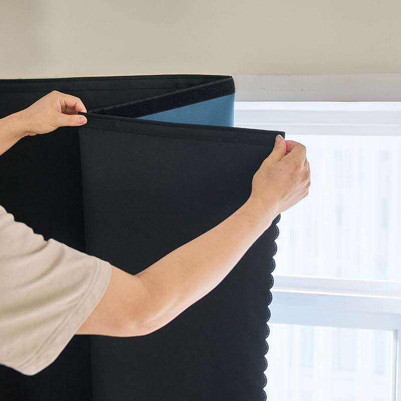 AJAZZ 100% Blackout Self Adhesive Curtains Small Window Short Temporary Black Out Curtains Easy to Install Used for Bedroom Kitchen Window Cover (Black, 35" W x 48" L 1 Panel) - Image 1