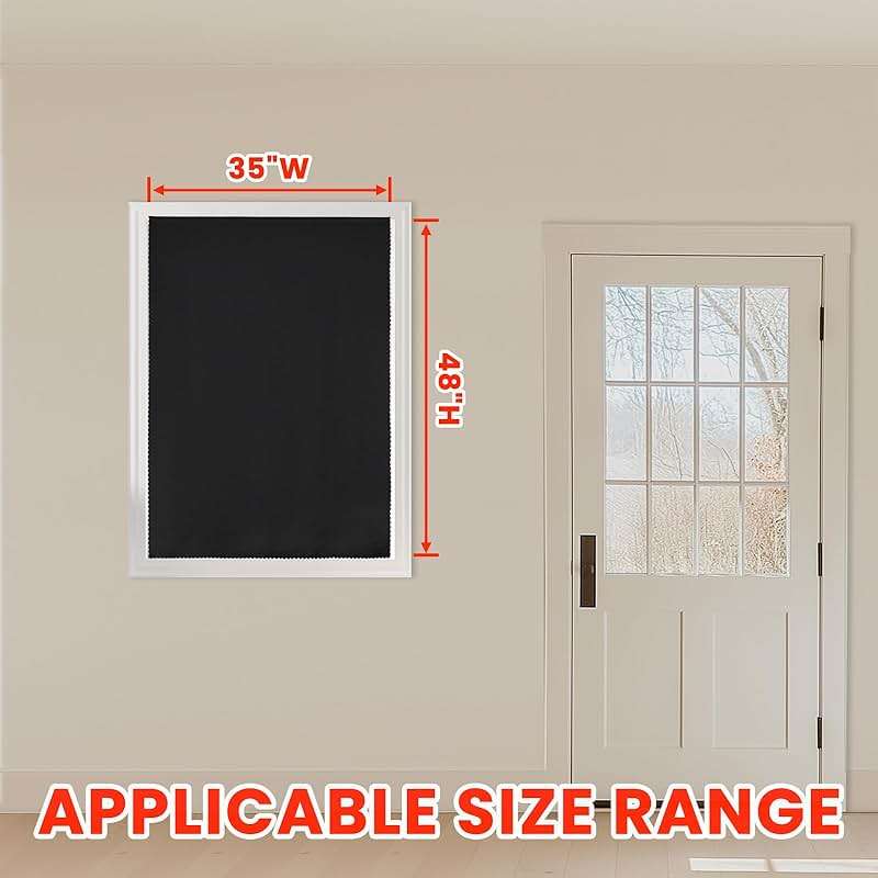 AJAZZ 100% Blackout Self Adhesive Curtains Small Window Short Temporary Black Out Curtains Easy to Install Used for Bedroom Kitchen Window Cover (Black, 35" W x 48" L 1 Panel) - Image 2