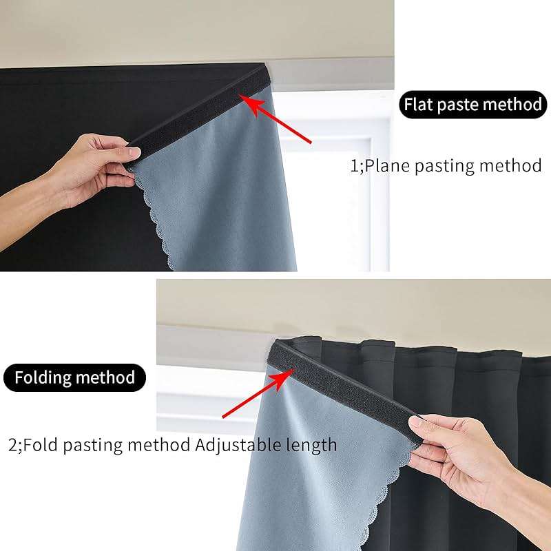 AJAZZ 100% Blackout Self Adhesive Curtains Small Window Short Temporary Black Out Curtains Easy to Install Used for Bedroom Kitchen Window Cover (Black, 35" W x 48" L 1 Panel) - Image 5