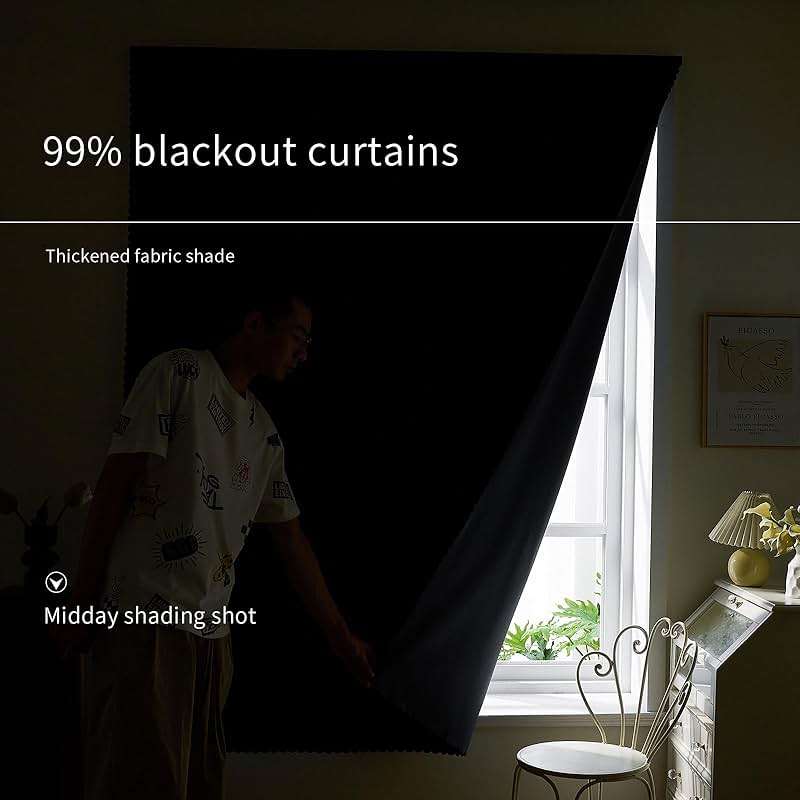AJAZZ 100% Blackout Self Adhesive Curtains Small Window Short Temporary Black Out Curtains Easy to Install Used for Bedroom Kitchen Window Cover (Black, 35" W x 48" L 1 Panel) - Image 6