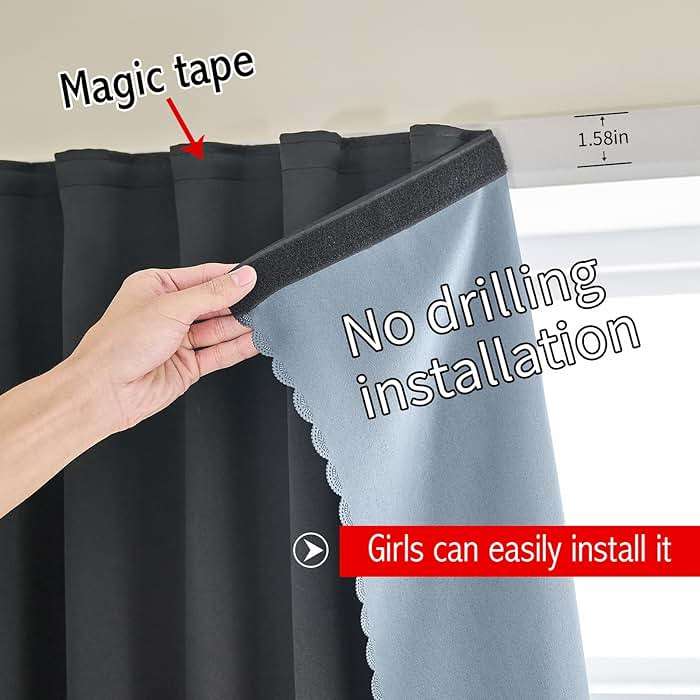 AJAZZ 100% Blackout Self Adhesive Curtains Small Window Short Temporary Black Out Curtains Easy to Install Used for Bedroom Kitchen Window Cover (Black, 35" W x 48" L 1 Panel) - Image 7