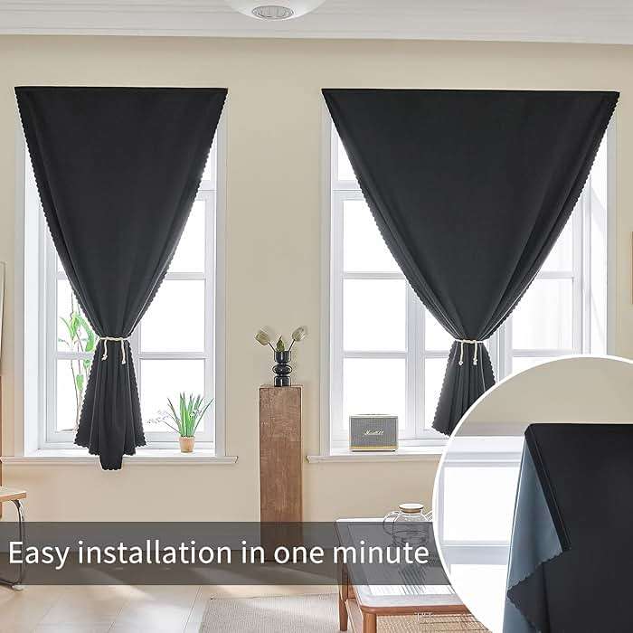 AJAZZ 100% Blackout Self Adhesive Curtains Small Window Short Temporary Black Out Curtains Easy to Install Used for Bedroom Kitchen Window Cover (Black, 35" W x 48" L 1 Panel) - Image 8