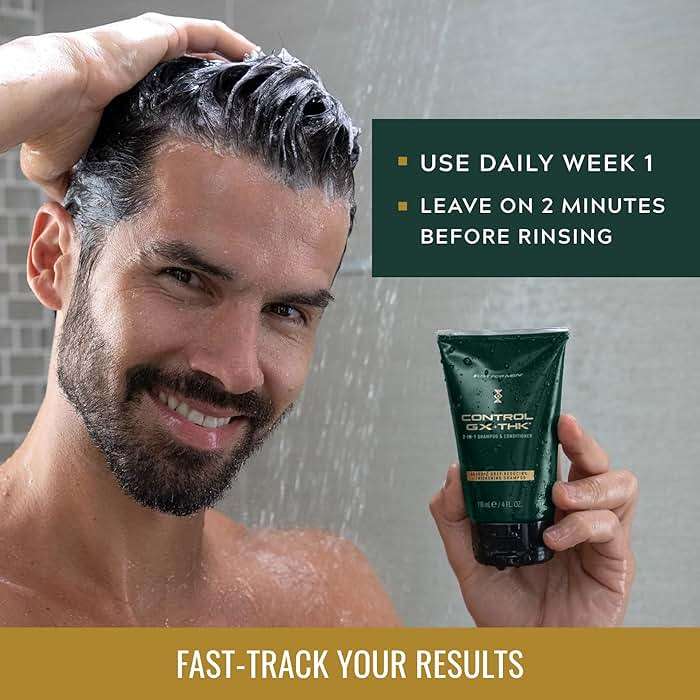 Just for Men Control GX + THK Thickening Shampoo and Conditioner with Grey Reduction, Shampoo for Thinning Hair with Alpha Keratin, Thickens Hair Up to 20%, Works with Every Hair Texture, 4 oz - Image 4