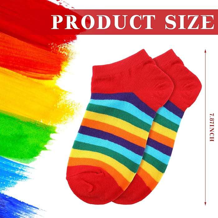 Bencailor 6 Pairs Rainbow Striped Crew Socks Novelty Lgbt Gay Pride Cotton Sock with Rainbow Pattern - Image 3