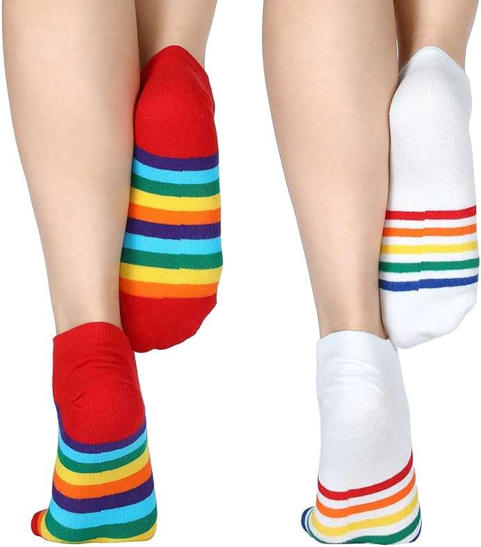 Bencailor 6 Pairs Rainbow Striped Crew Socks Novelty Lgbt Gay Pride Cotton Sock with Rainbow Pattern - Image 4
