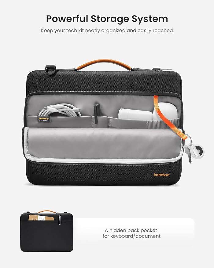 tomtoc 360 Protective Laptop Shoulder Bag for 15-inch 2026 MacBook Air M5 A3448, M4/M3/M2 A3241 A3114 A2941, 15" Dell XPS & Microsoft Surface Laptop 7/6/5, Water-Resistant Laptop Accessory Sleeve Case - Image 2