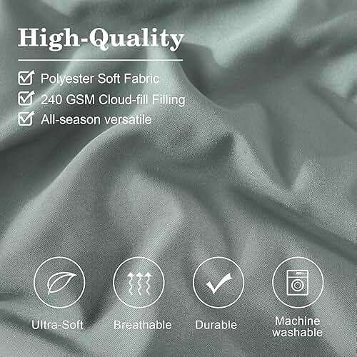 Monbix Queen Comforter Set - 7 Pieces Sage Green Bed in a Bag Queen Bedding Sets with Comforters, All Seasons Comforter Bed Set with Sheets,Pillowcases & Shams - Image 5