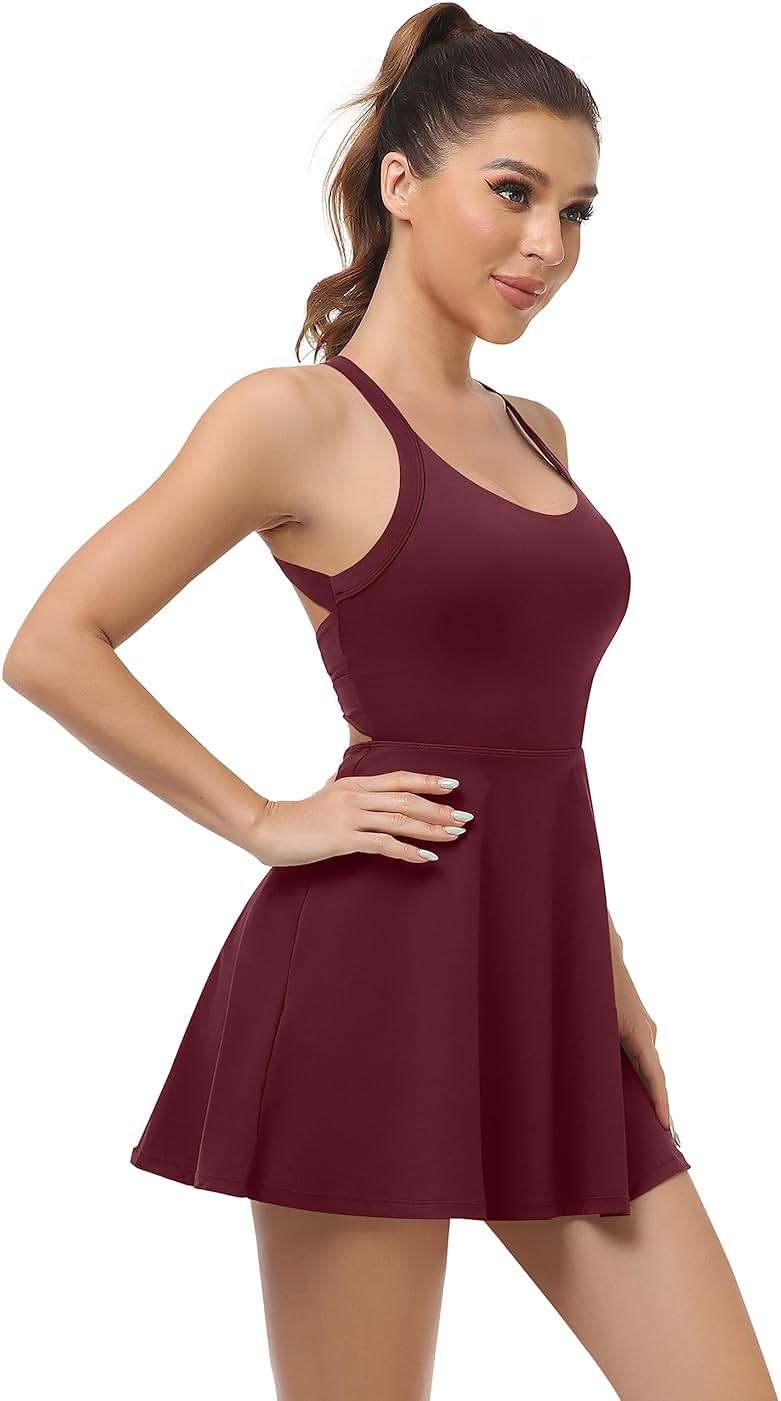 JAFINSY Womens Workout Tennis Dress with Built in Shorts and Bra Athletic Golf Activewear for Exercise - Image 3