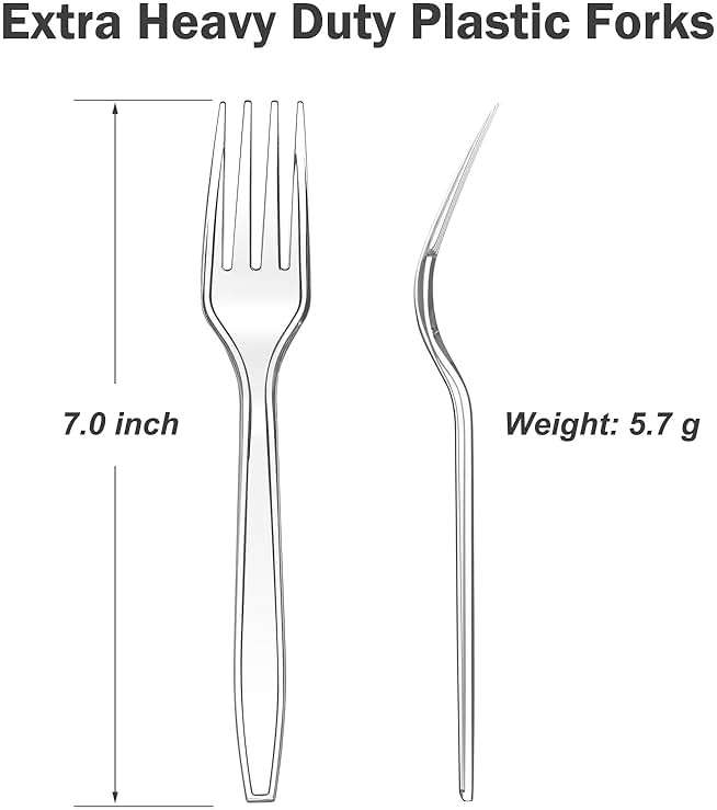 Dealusy 360 Count Extra Heavy Duty Clear Plastic Forks Disposable, BPA-Free, Heat Resistant, Solid and Durable Disposable Forks Bulk, Premium Plastic Forks heavy duty for Party Supply - Image 3