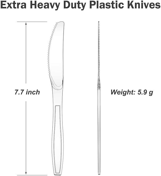 Dealusy 360 Count Extra Heavy Duty Clear Plastic Knives Disposable, BPA-Free, Heat Resistant, Solid and Durable Disposable Knives Bulk, Premium Plastic Knives heavy duty for Party Supply - Image 3