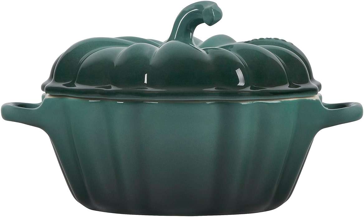 Le Creuset Stoneware Figural Pumpkin Petite Cocotte, 12 oz., Artichaut - Image 3
