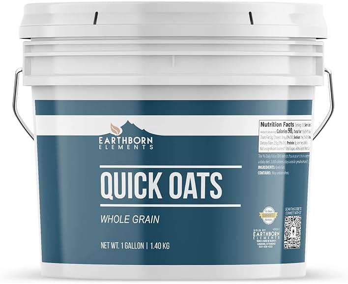 Earthborn Elements Quick Oats and Oat Groats Bundle, 1 Gallon Bucket Each, Fiber, Breakfasts - Image 3