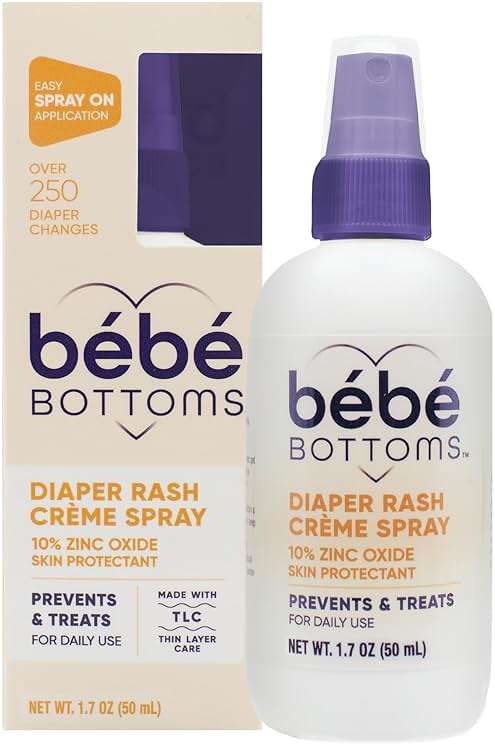 Bébé Bottoms Baby Diaper Rash Cream Spray, No-Rub Touch Free Application for Sensitive Skin 1.7oz (50 ml) - Image 1