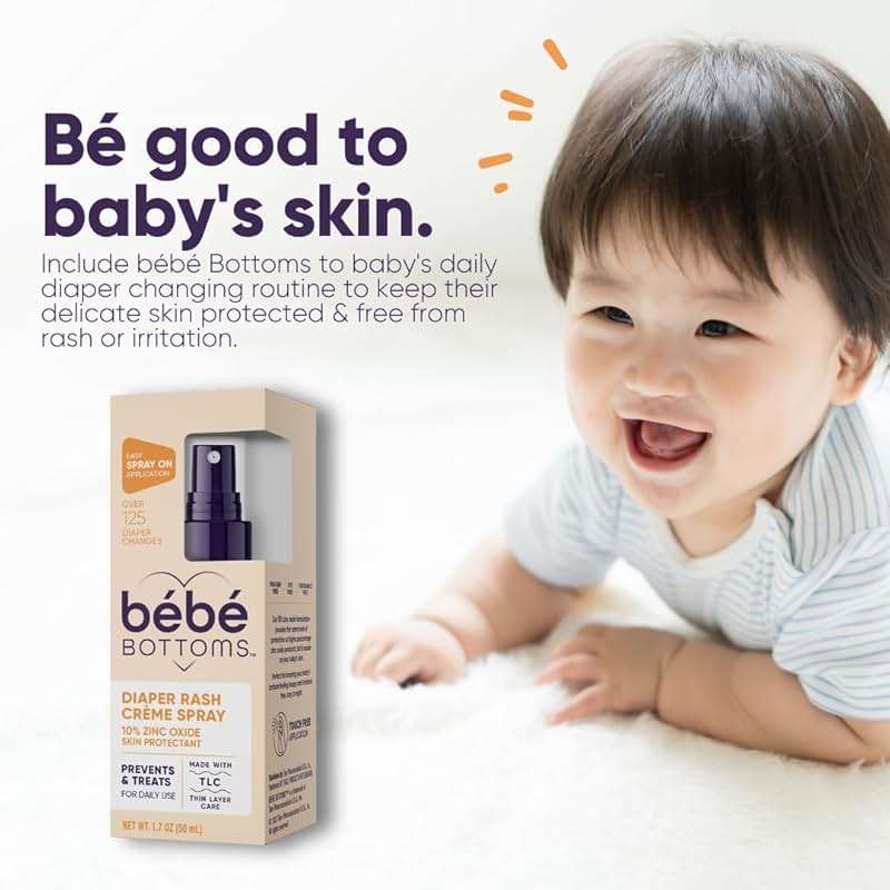 Bébé Bottoms Baby Diaper Rash Cream Spray, No-Rub Touch Free Application for Sensitive Skin 1.7oz (50 ml) - Image 5