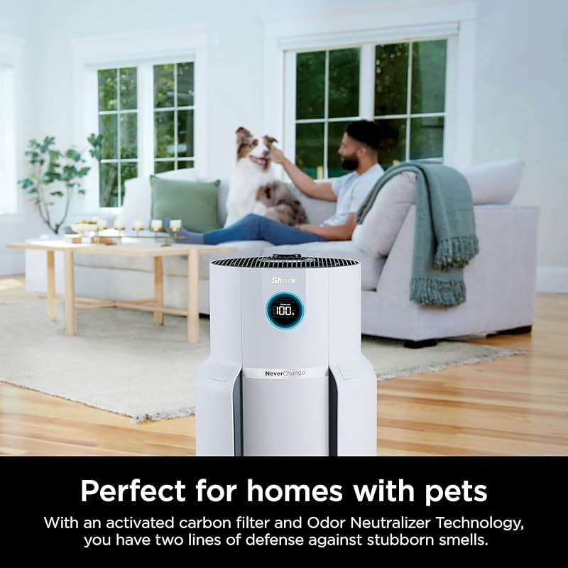 Shark Air Purifier for Home with NeverChange(5-Year) HEPA Air Filter, 1400 sq. ft. for Powerful Multi-Room Purification, Filters Smoke, Captures 99.98% of Particles & Dust, HP302, White - Image 2