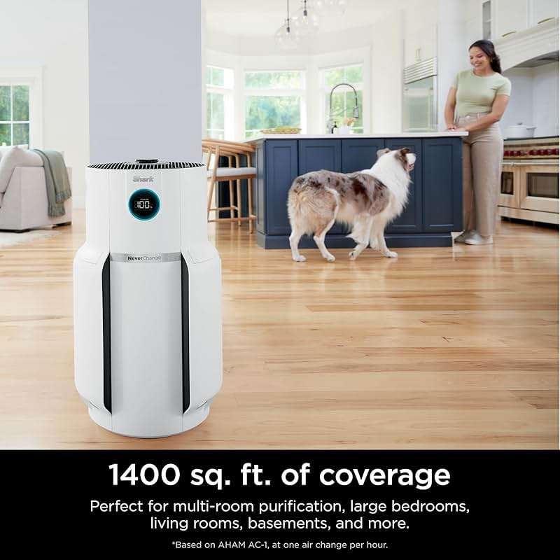 Shark Air Purifier for Home with NeverChange(5-Year) HEPA Air Filter, 1400 sq. ft. for Powerful Multi-Room Purification, Filters Smoke, Captures 99.98% of Particles & Dust, HP302, White - Image 3